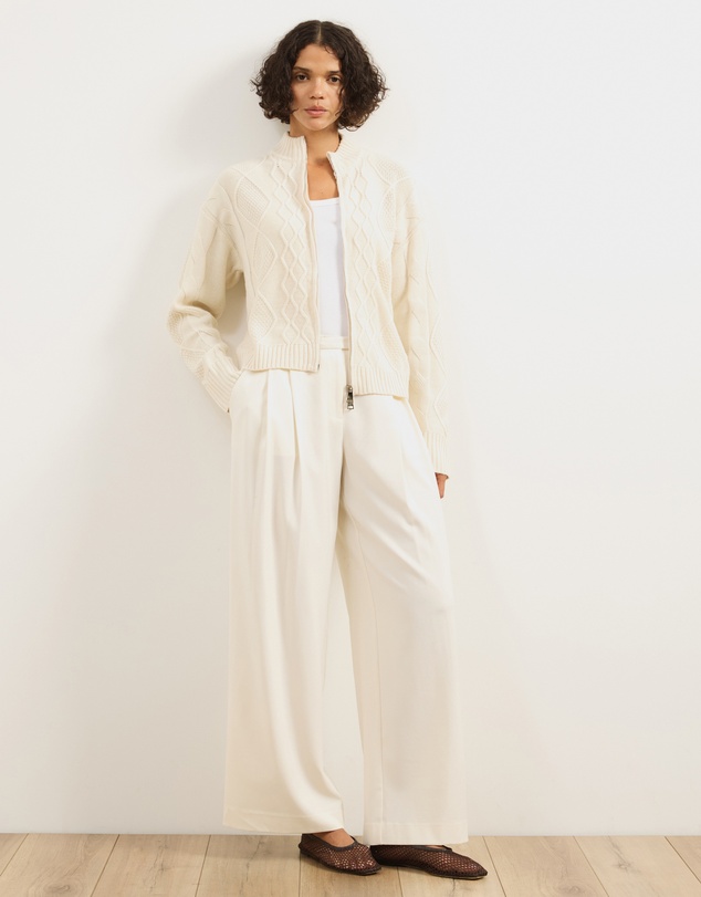Atmos&Here - Evie Two-Way Zip Cable Knit Cardigan
