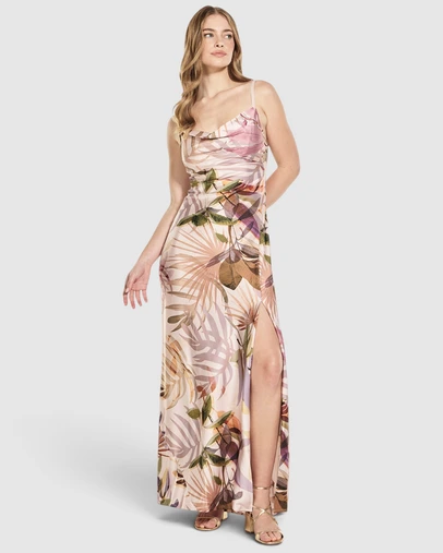 GUESS - Adele Lace Neckline Maxi Dress