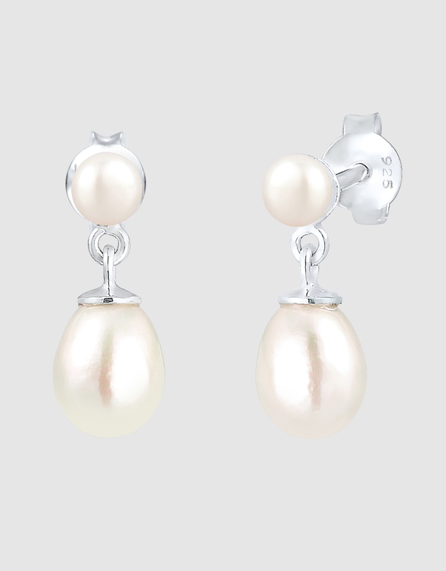 Elli Jewelry - Earrings Ear Hangers with Freshwater Pearls in 925 Sterling Silver