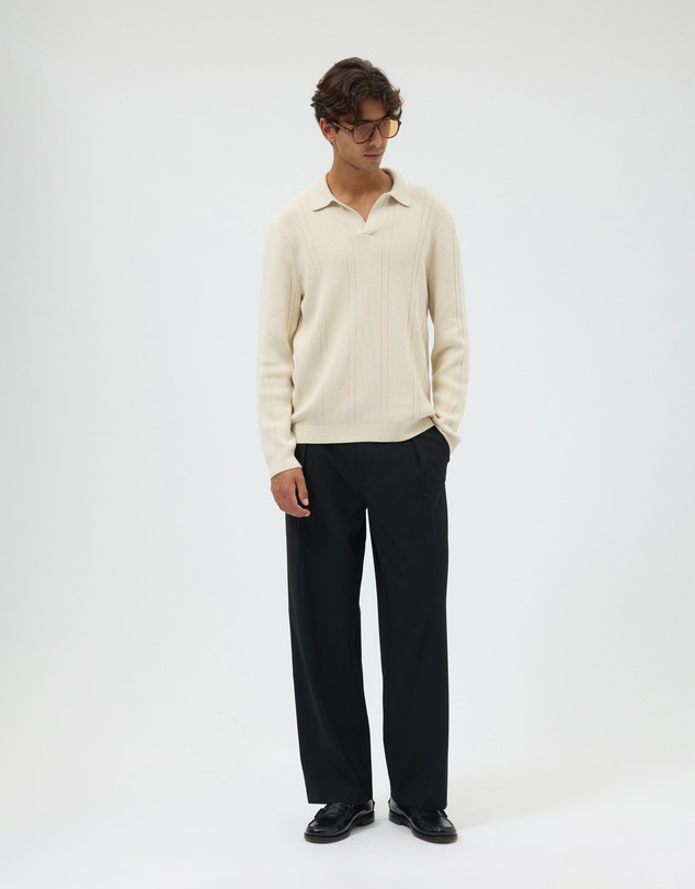 AERE - Textured Long Sleeve Polo