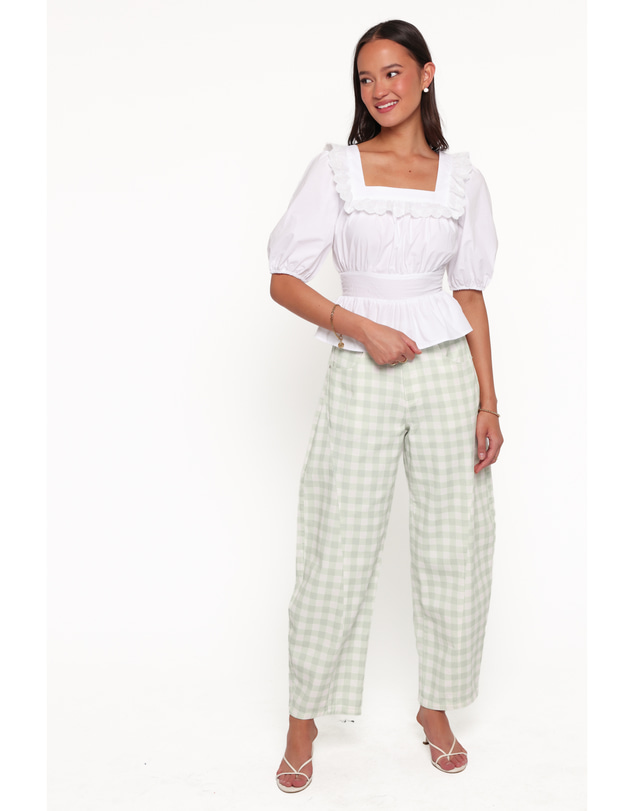 Petal & Pup - Tulsi Barrel Leg Jeans - Sage Plaid