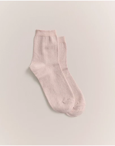 Trenery - Metallic Rib Crew Sock in Pink