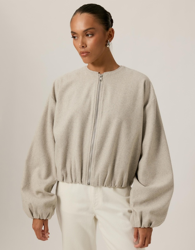 Tussah - Luna Wool Blend Cropped Bomber Jacket