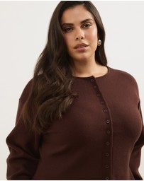 Atmos&Here Curvy - Rue Button Up Split Hem Knit Cardigan