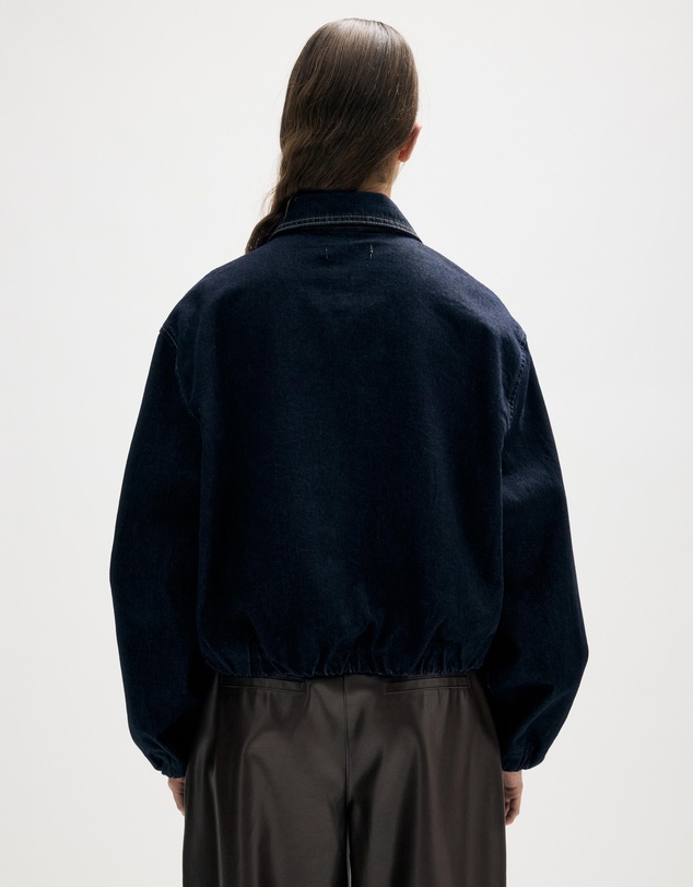 Revibe - Repaired Minima Esenciales Mara Bubble Hem Denim Bomber Jacket - AU 10