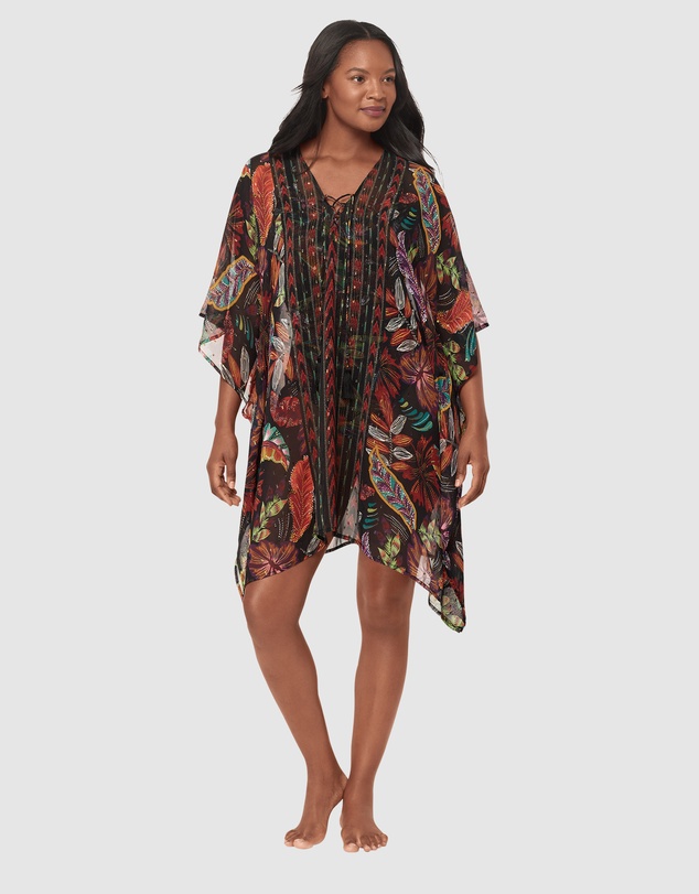 Miraclesuit Swimwear  - Pluma Orla Sheer Chiffon Caftan Beach Cover Up