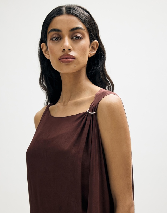 Minima Esenciales - Hallie Sheer Viscose Draped Maxi Dress