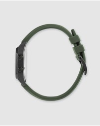 Maxum - Raglan Tide Watch – Black Case, Black Dial & Green Silicone Strap
