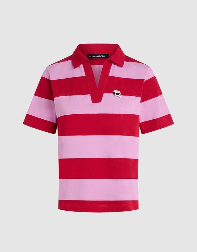 Karl Lagerfeld - Ikon Patch Stripe Short Sleeve Polo Shirt