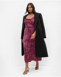 City Chic - Plus size Miranda Lace Print Midi Skirt - mulberry