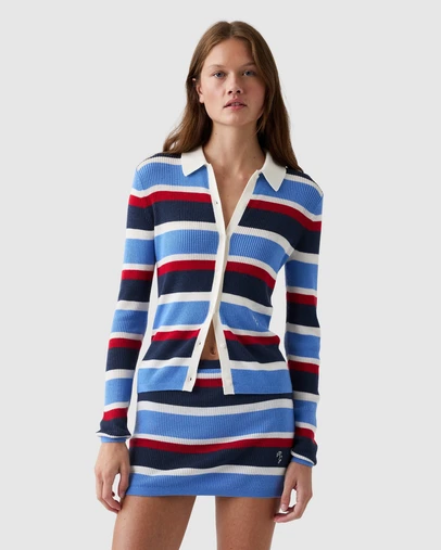 GAP - GAP x Malbon LS Stripe Polo Button Cardigan