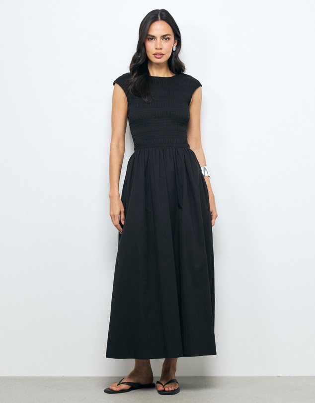 AERE - Esme Shirred Cotton Midi Dress