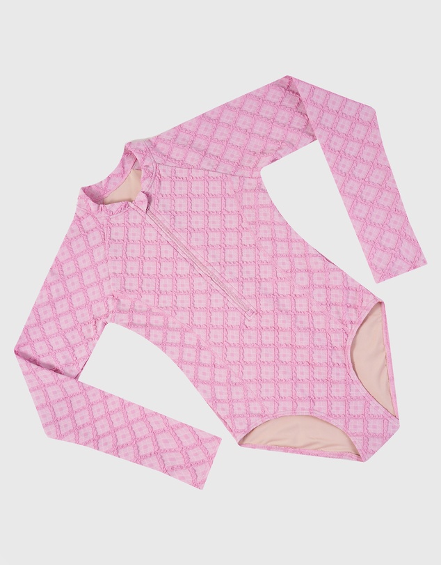 Aqua Blu Kids - Stepping Stones Pink Long Sleeve One Piece - Teens