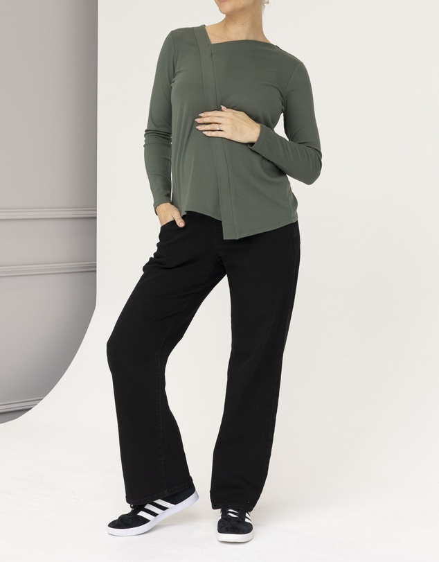 Angel Maternity - Over the Bump Relaxed Maternity Black Denim Jeans