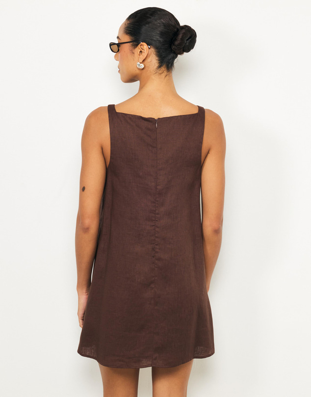 AERE - Tali Panelled Linen Mini Shift Dress