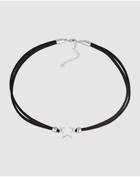Elli Jewelry - Necklace Choker Star Pendant with Faux Leather in 925 Sterling Silver