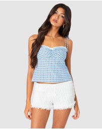 EDIKTED - Billie Open Tie Back Gingham Top