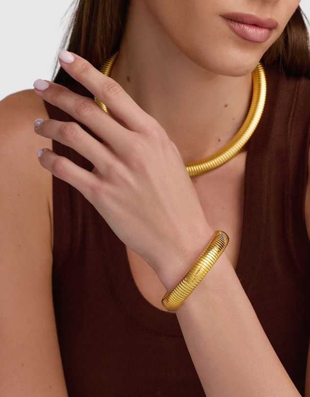 Nialaya Jewellery - 12mm Gold Stretch Bangle