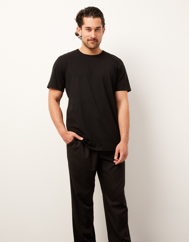 Wanderluxe Sleepwear - The Sable Long Pants and Black Jersey T-shirt