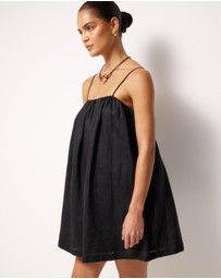 AERE - Liv Linen Gathered Neckline Mini Dress