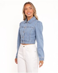 Petal & Pup - Faven Cropped Denim Jacket - Mid Blue