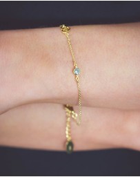 Georgini - Natural Aquamarine And Two Natural Diamond March Gold Bracelet
