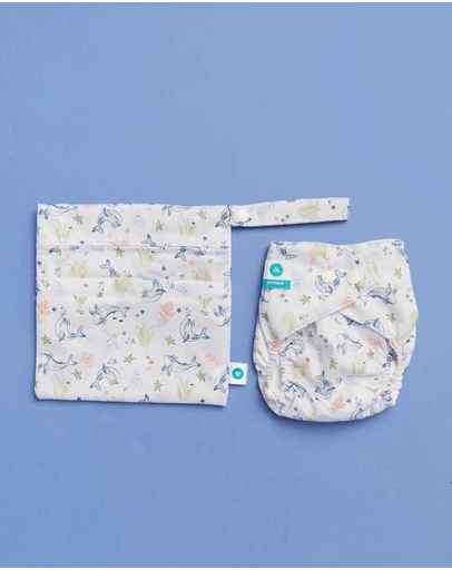 itti bitti - Reusable Swim Nappy + Small Double Pocket Wetbag - Neptune