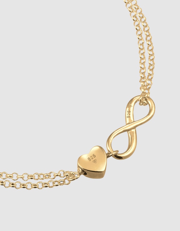 Elli Jewelry - Bracelet Heart Infinity 925 Sterling Silver Gold-Plated