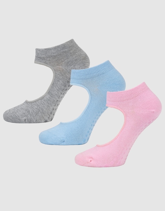 Pussyfoot - 3 Pack Bamboo Pilates Barre Yoga Grip Ankle Socks