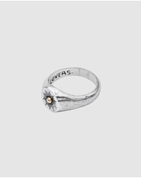Haze & Glory - ICONIC EXCLUSIVE - Ring Men Signet Sun Lover Hammered in 925 Sterling Silver