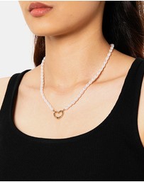 ALDO - Rachelle Gold Plated Heart Pearl Necklace