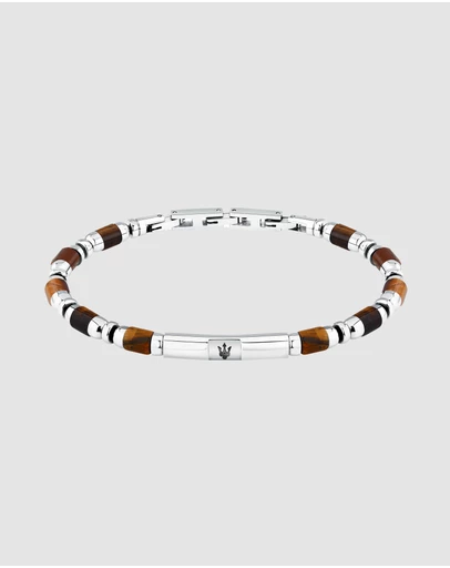 Maserati - Maserati Men's Iconic Agate Tiger Eye Bracelet