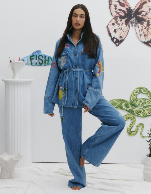 MAKU - Tattoo Denim Shacket