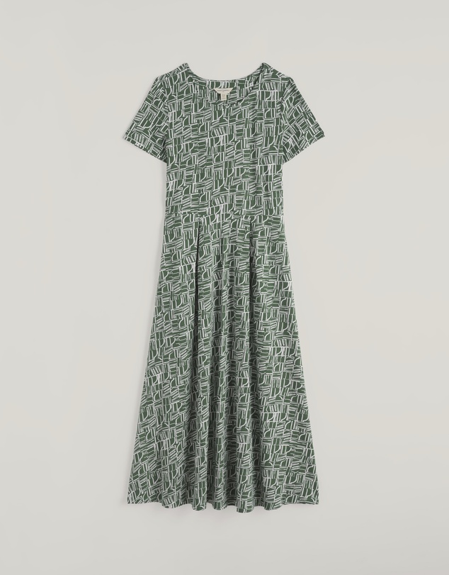 Seasalt - Seasalt Cornwall Green Veronica Short Sleeve Midi Dress