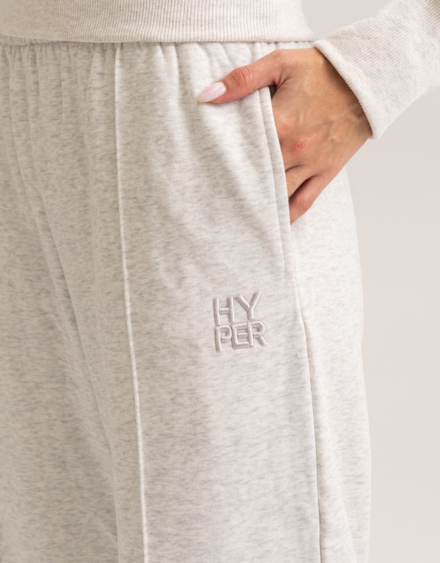 HyperLuxe The Label - Logo Embroidered Pintuck Sweatpants