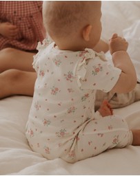 Purebaby - Heart Floral Ruffle Zip Growsuit -Kids-Babies