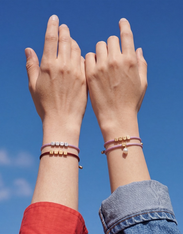 Elli Jewelry - LOVE Charm Purple Satin Bracelet