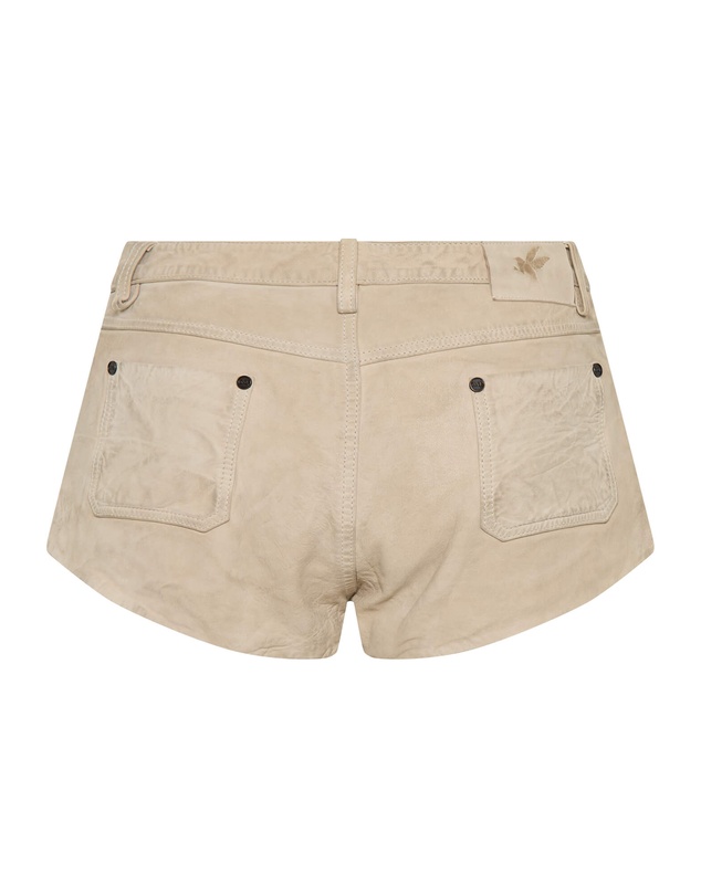 ONE TEASPOON - Retro Micro Leather Shorts - Vintage Cream