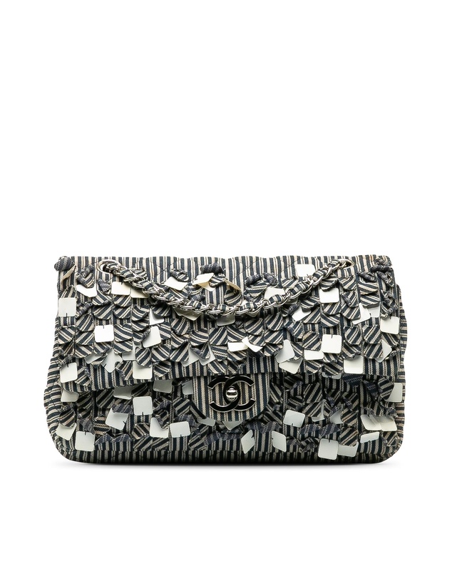 Pre-Loved by Azura Reborn - Pre-Loved chanel Striped Design Shoulder Bag with Chain Strap and Turn Lock Closure