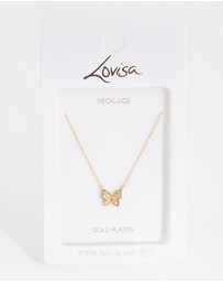 Lovisa - Gold Plated Sterling Silver Pave Butterfly Necklace