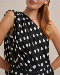 BY JOHNNY. - Dove Drape Polka Ankle Dress