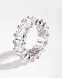 Lovisa - Rhodium Cubic Zirconia Rectangular Band Ring