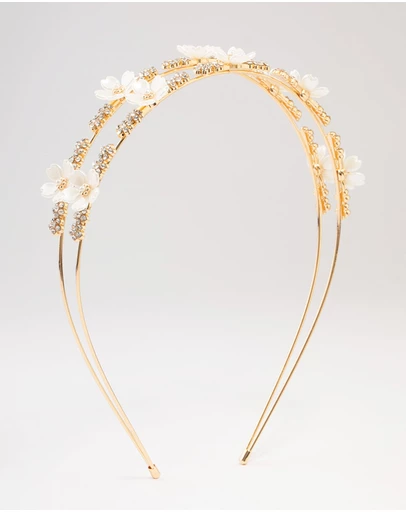 Lovisa - Gold Mini Crystal Flower Beaded Headband