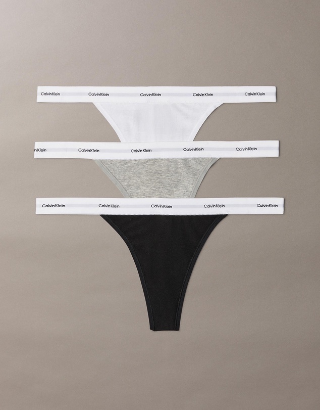 Calvin Klein - 3-Pack Cotton Rib String Thongs