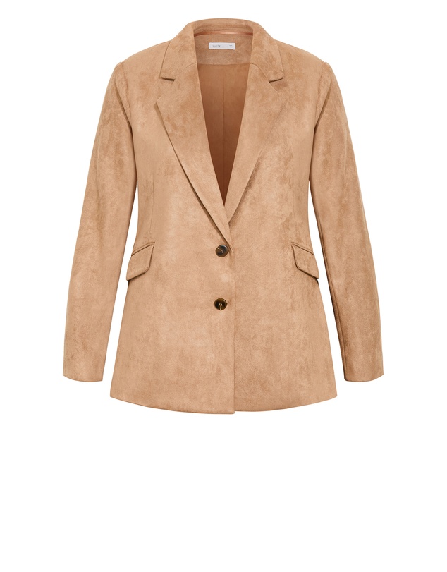 City Chic - Plus size Sara Sueded Blazer - caramel