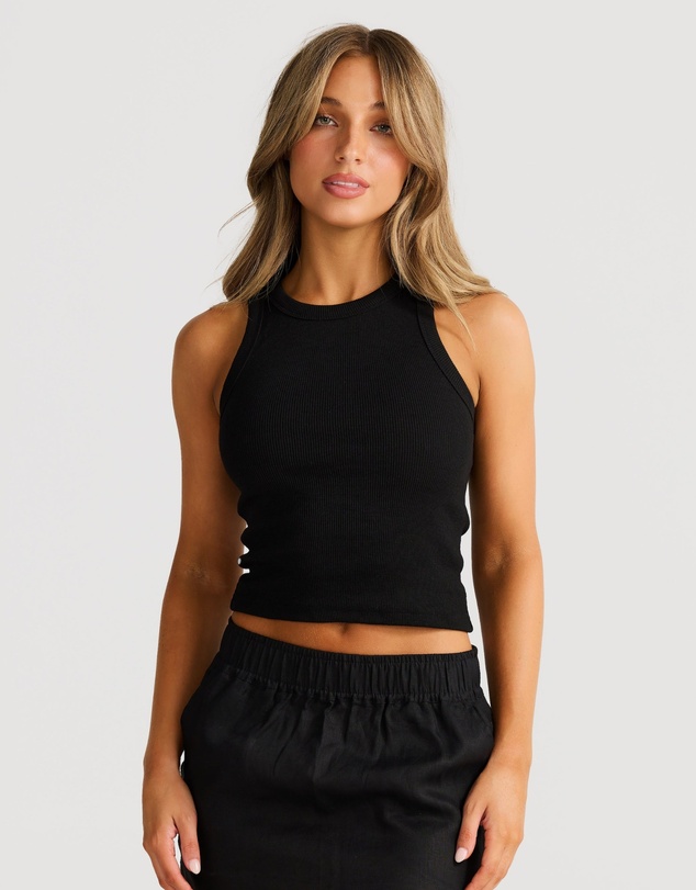 Vacay Swimwear - Rib Tank Black