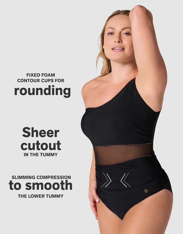 Leonisa - Radiant Padded One Shoulder Shaping One-Piece Swimsuit
