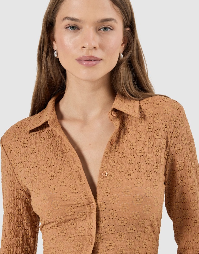 Rolla's - Daisy Lace Long Sleeve Shirt - Caramel