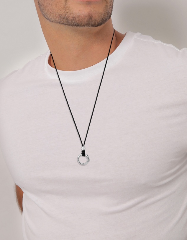 Kuzzoi - ICONIC EXCLUSIVE - Long Nylon Necklace with Sterling Silver Charm Carrier