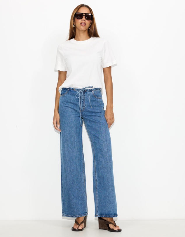 Dazie - Budapest Tie Front Low Rise Straight Leg Jeans